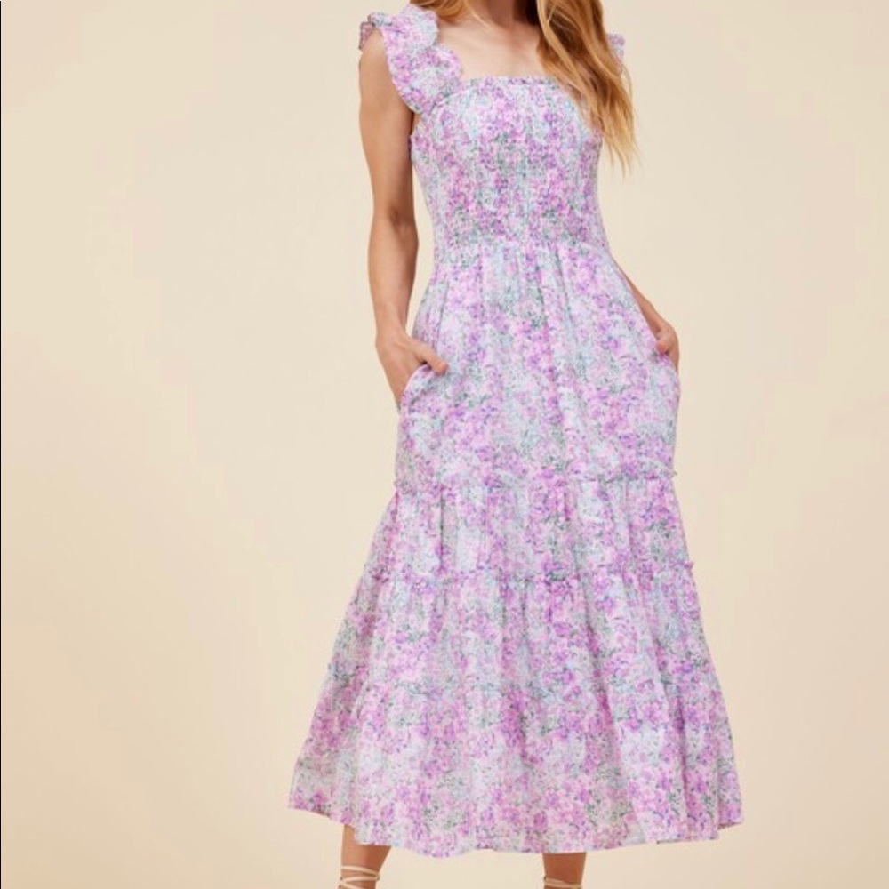 Moodie Floral Smocked Maxi